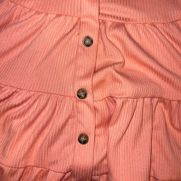 Coral Button-Up Ribbed Dress - Picture 2 of 3